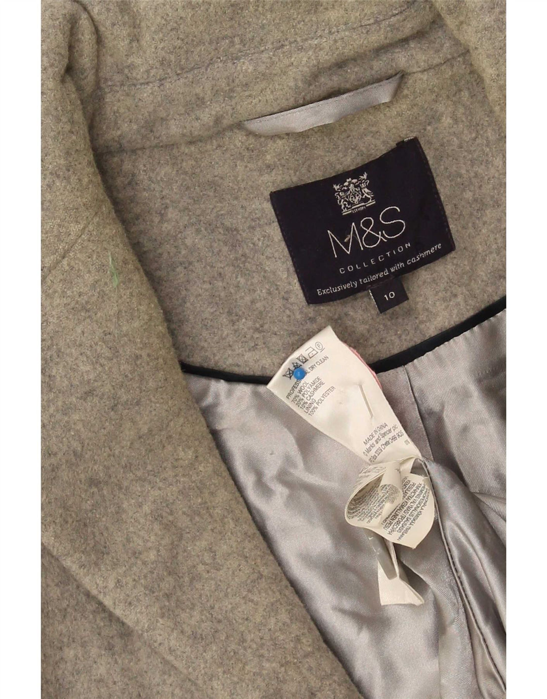 Marks & Spencer Damski płaszcz oversize UK 10 Small, szara wełna