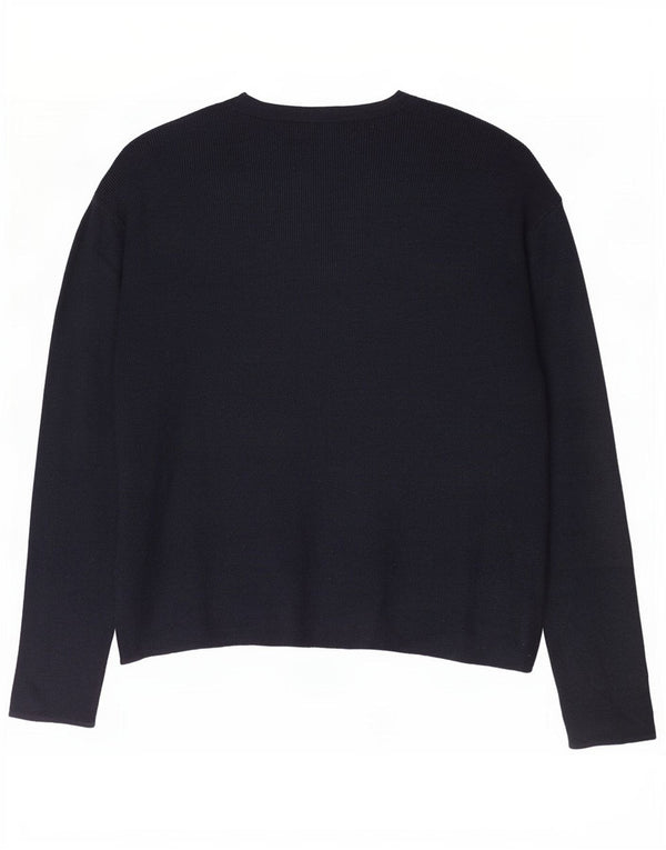 Sweter damski Marks & Spencer z dekoltem w kształcie litery V, UK 16, duży, czarny, wiskoza