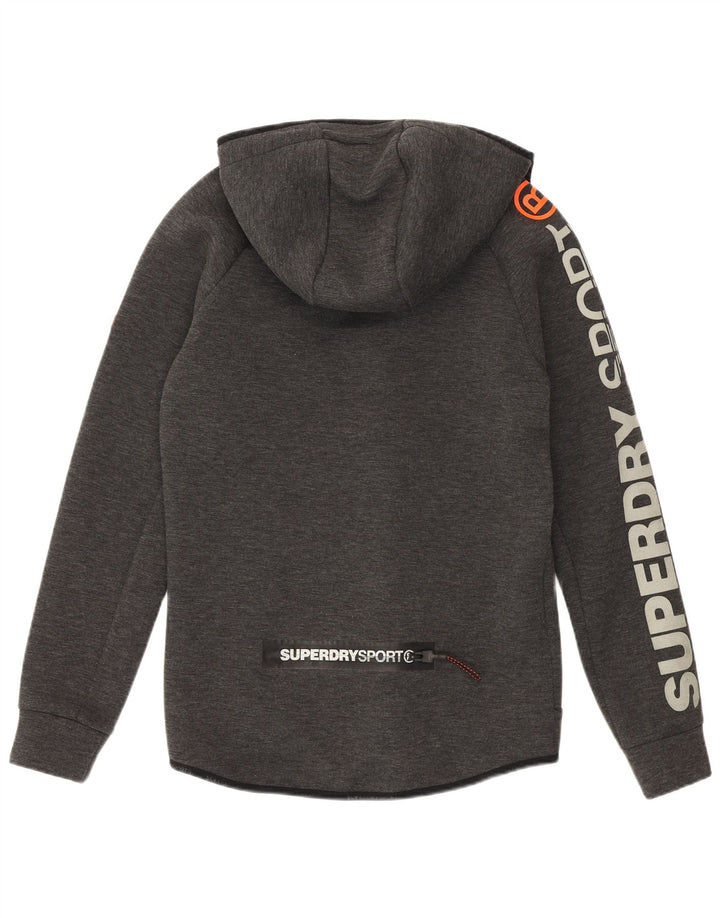 Męski sweter z kapturem i zamkiem błyskawicznym Superdry, mały, szary poliester