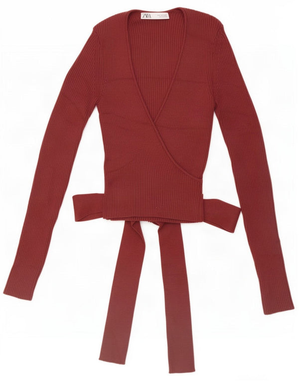 Damski kardigan zawijany Zara Top UK 8 Small Burgundowa wiskoza