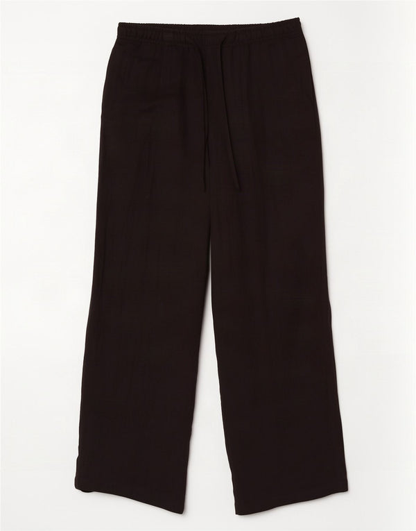 Zara Womens High Waist Wide Leg Chino Trousers XL W32 L31 Black Lyocell