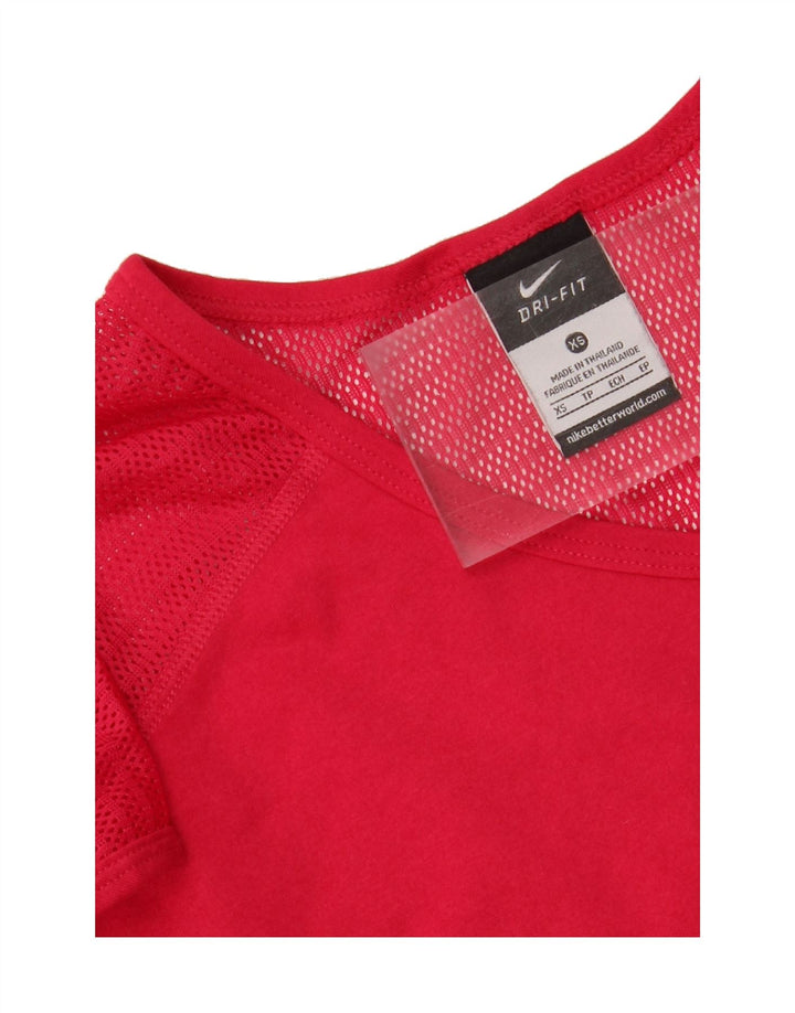 NIKE Womens Dri Fit T-Shirt Top UK 6 XS Red Polyester Vintage Nike and Second-Hand Nike from Messina Hembry 