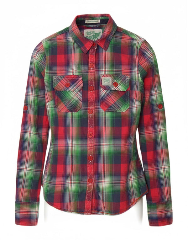 SUPERDRY Damska koszula flanelowa UK 6 XS, bawełniana, wielokolorowa krata