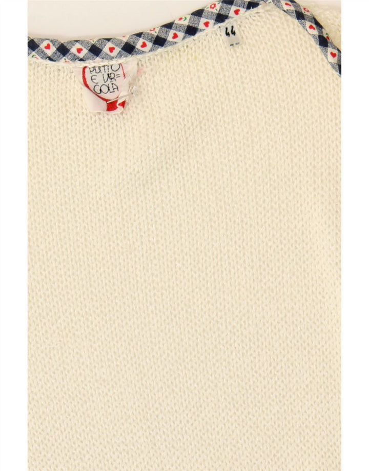 PUNTO E VIRGOLA Womens See Through Cardigan Sweater IT 44 Medium White Vintage Punto e Virgola and Second-Hand Punto e Virgola from Messina Hembry 