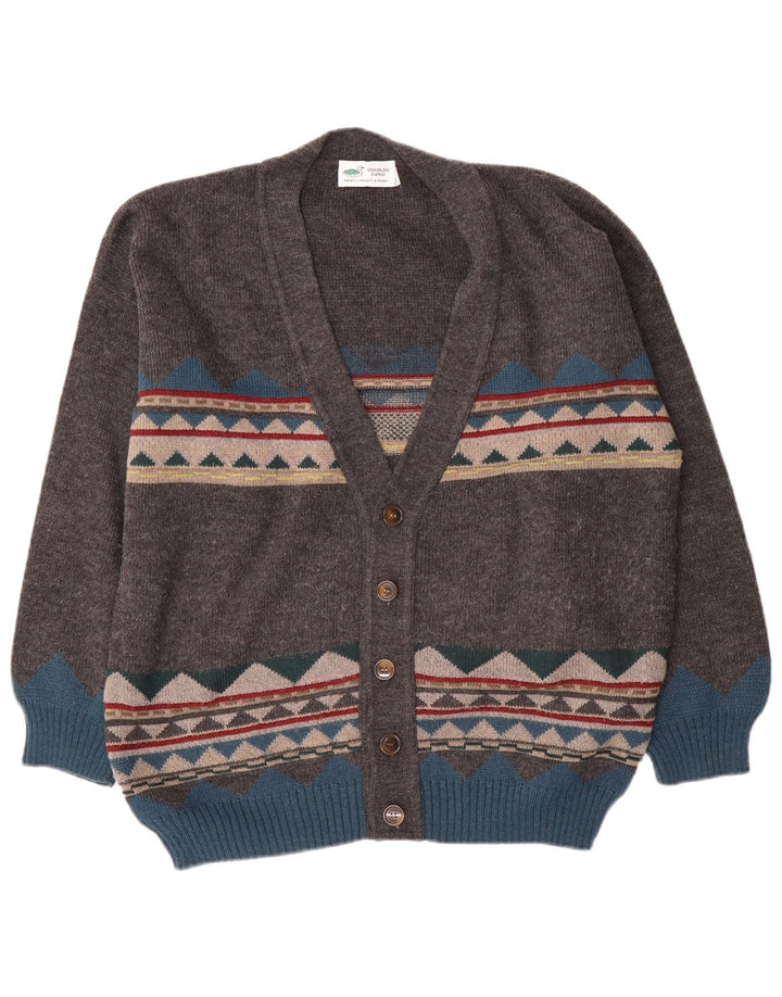 Vintage męski sweter rozpinany XL szary geometryczny