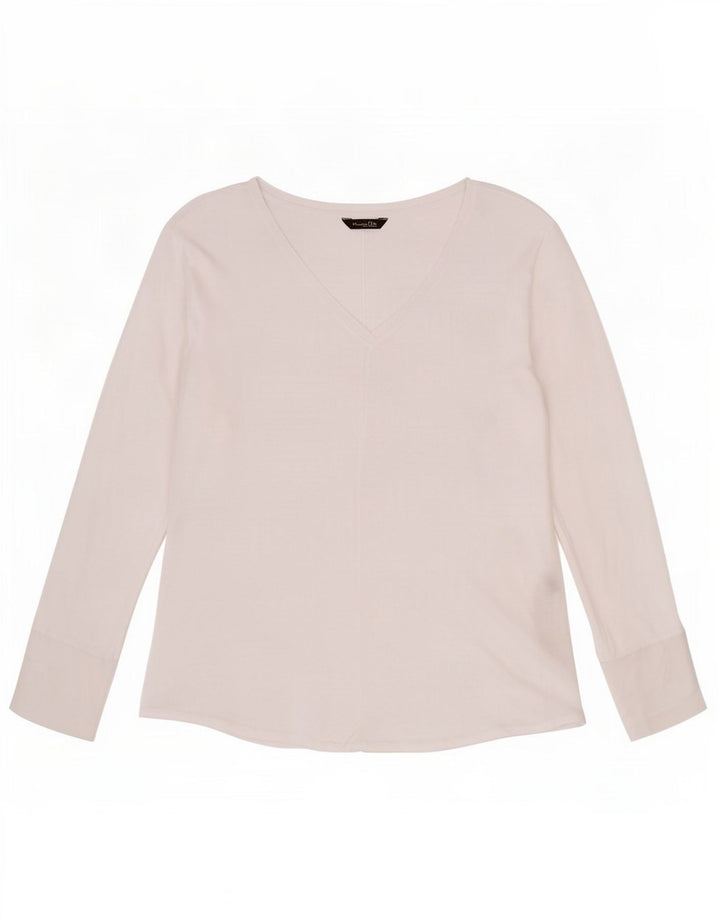 Damski top Massimo Dutti z długim rękawem i długim rękawem, średni biały Lyocell