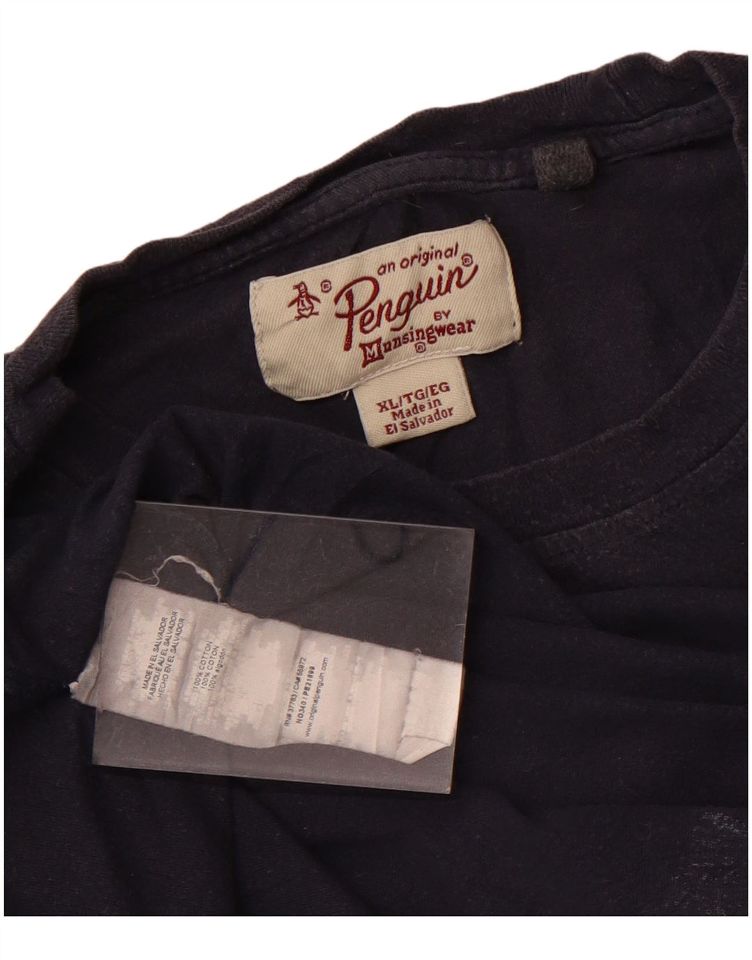 Męska koszulka z grafiką Pingwin, góra XL, granatowa, bawełniana