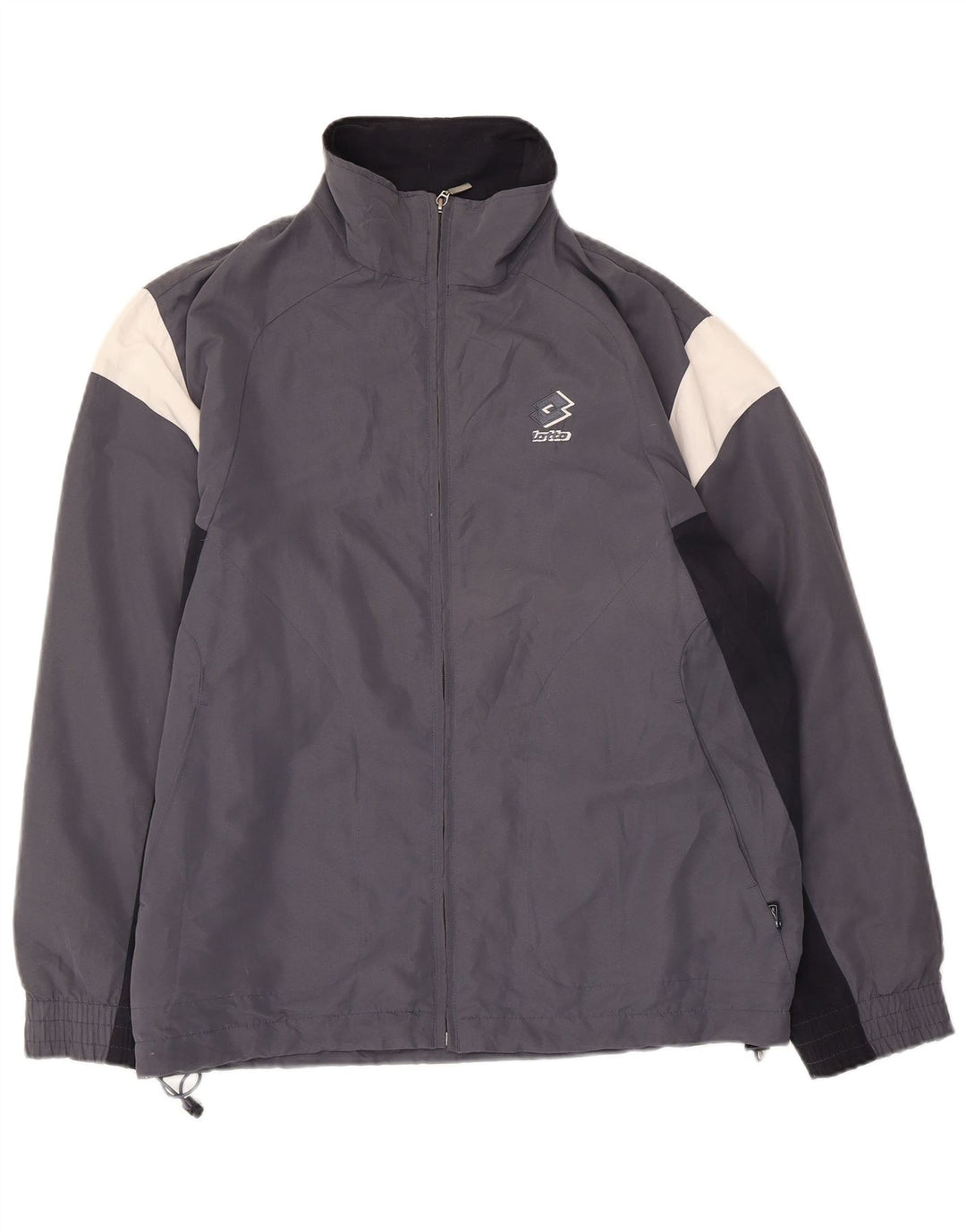 Męska kurtka dresowa Lotto o luźnym kroju, mały niebieski poliester w blokach kolorów