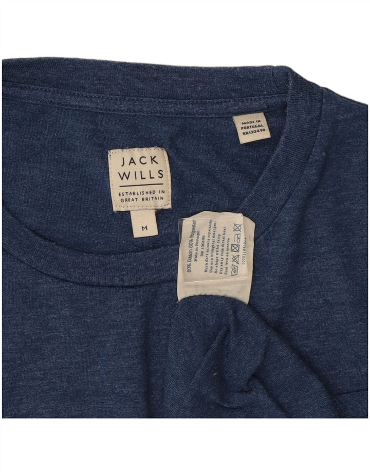 Męska koszulka z grafiką JACK WILLS. Średnio niebieska bawełniana nakrapiana koszulka