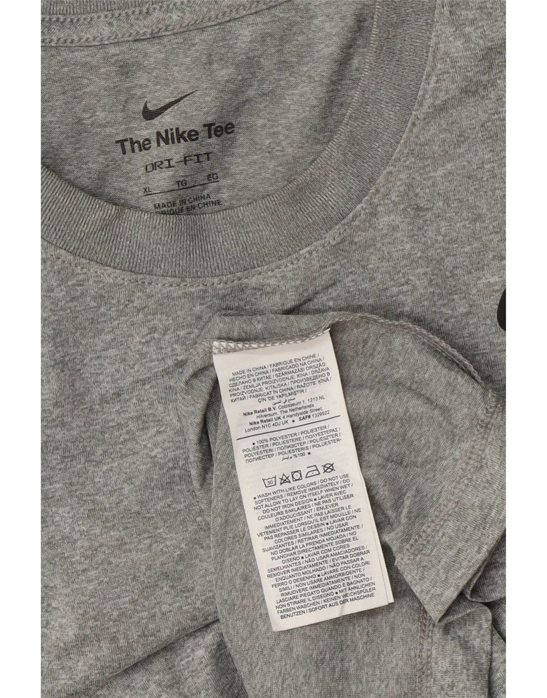 Męska koszulka Nike Dri Fit z długim rękawem XL, szary, nakrapiany poliester