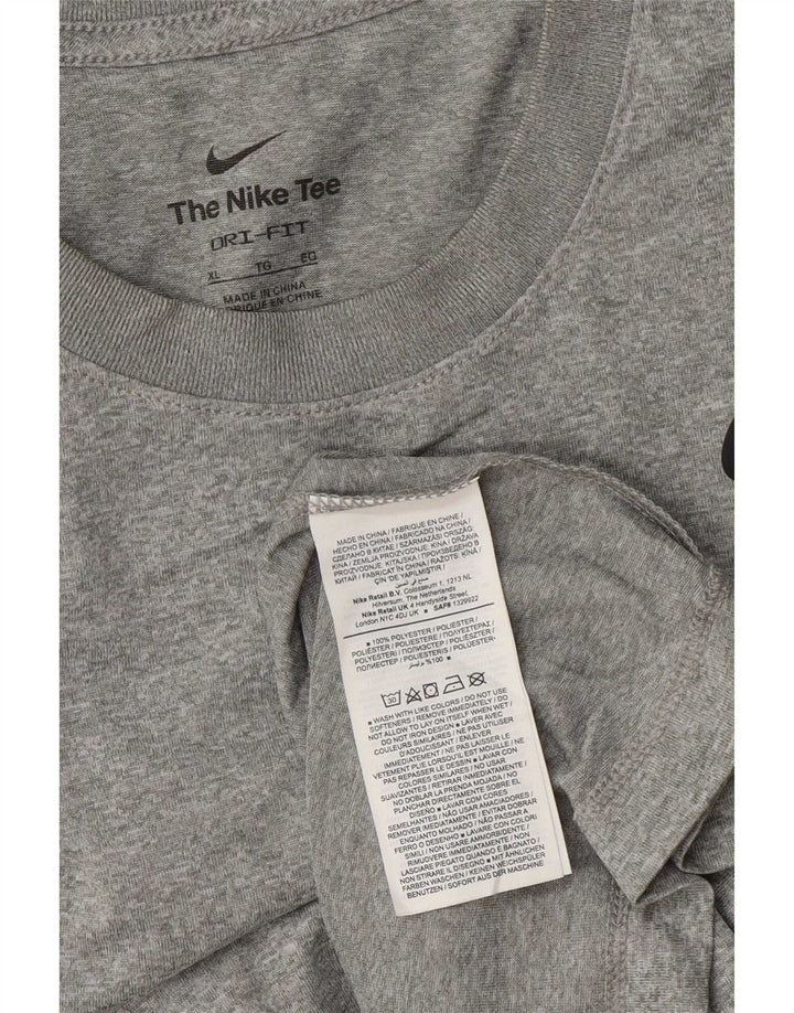 Męska koszulka Nike Dri Fit z długim rękawem XL, szary, nakrapiany poliester