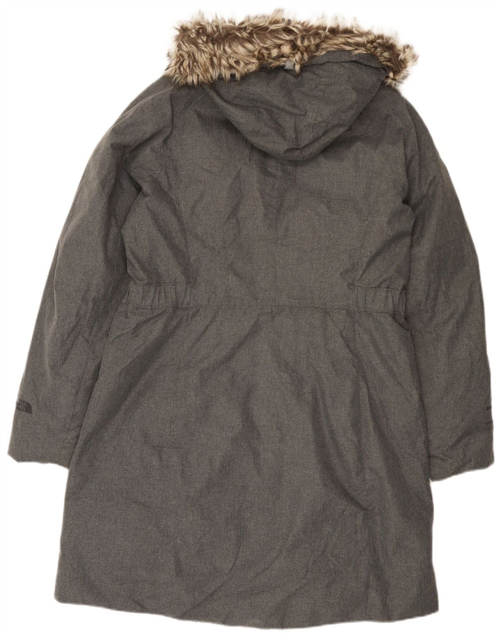 Damski ocieplany płaszcz z kapturem The North Face UK 16, duży, szary, poliestrowy