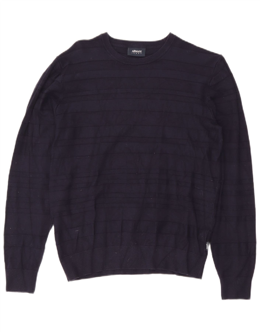 Damski sweter z dekoltem w łódkę Armani UK 10 w małe granatowe paski