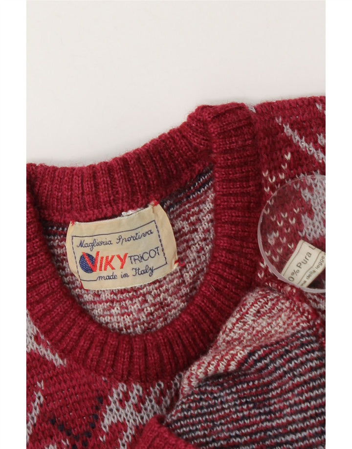 Męski sweter z wycięciem pod szyją Viky Tricot, mała czerwona geometryczna dziewicza wełna