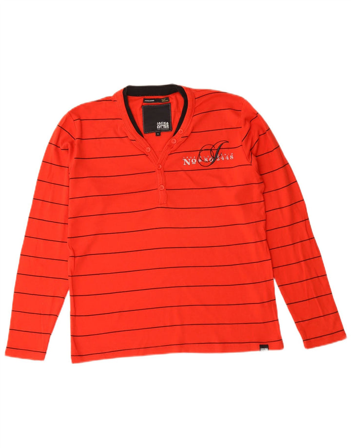 Męski top Jack & Jones z długim rękawem, w małe czerwone paski, bawełniany