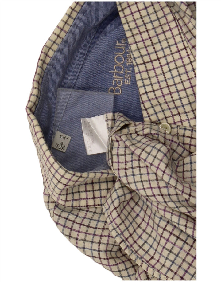 Koszula męska Barbour XL z bawełny w białą kratkę