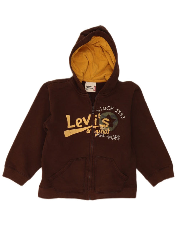 Chłopięcy sweter Levi's z kapturem i zamkiem błyskawicznym, 5-6 lat, brązowa bawełna