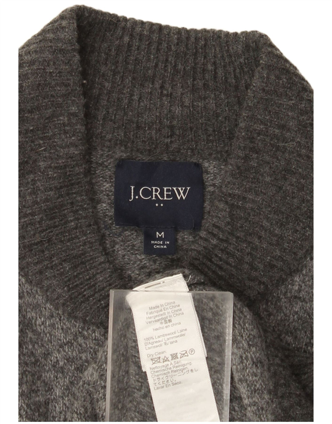 J. Crew Męski sweter rozpinany Średni szary, nakrapiana wełna jagnięca
