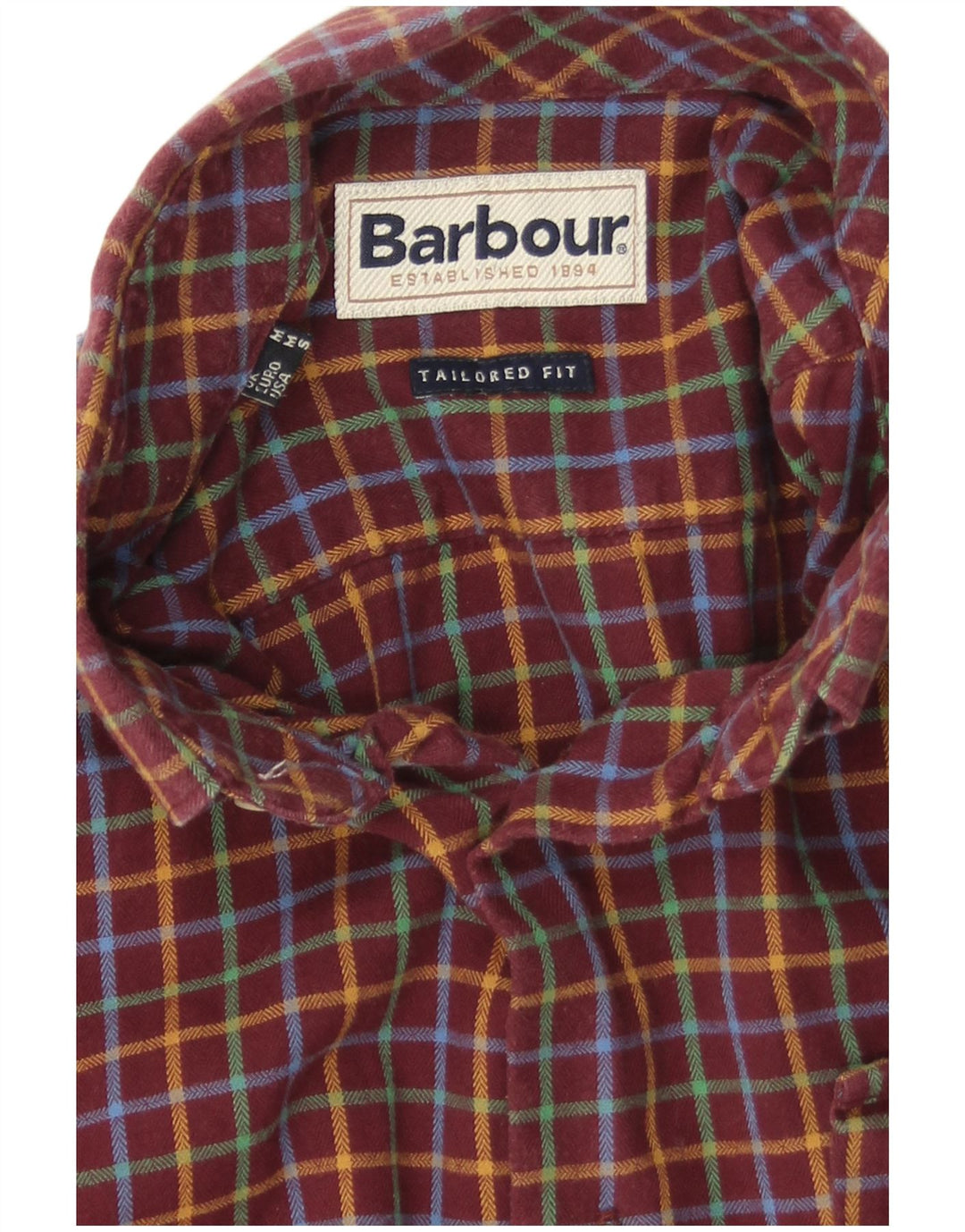 Koszula flanelowa męska Barbour o dopasowanym kroju, w średnią bordową kratkę