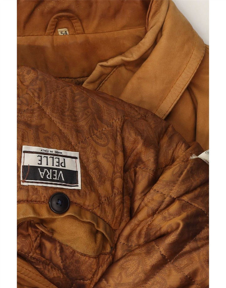 Vintage męska kurtka skórzana IT 54 2XL beżowa