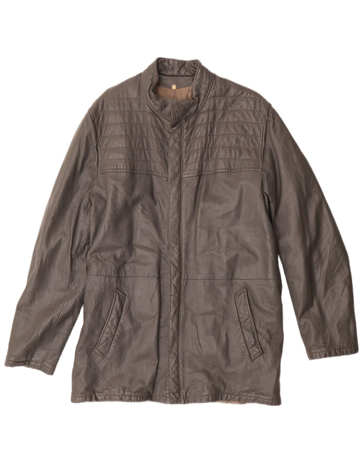 Vintage męska kurtka skórzana IT 50 duża szara skóra