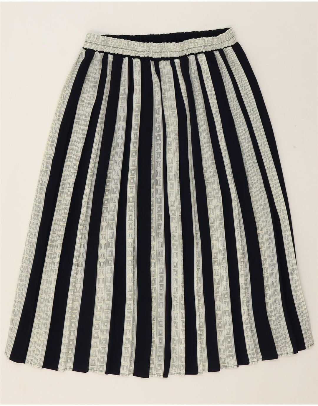 VINTAGE Womens A-Line Skirt Large W34  Navy Blue Striped Polyester Vintage Vintage and Second-Hand Vintage from Messina Hembry 