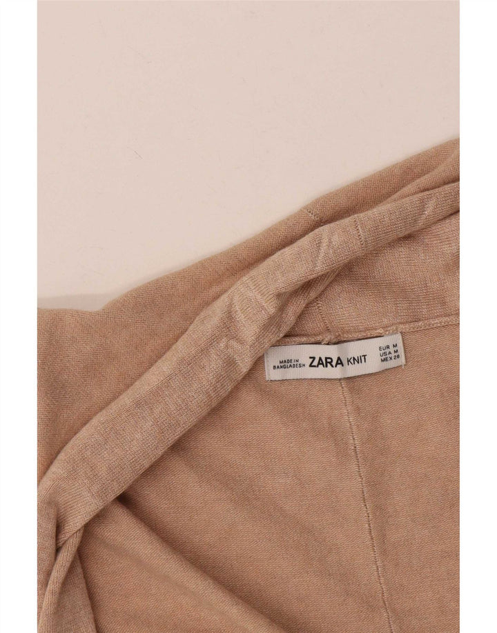 Sweter damski Zara z długim rękawem i otwartym kardiganem UK 14 średni beż