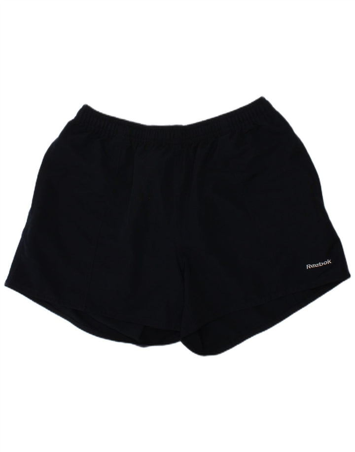 REEBOK Womens Sport Shorts UK 10 Small Navy Blue Polyester