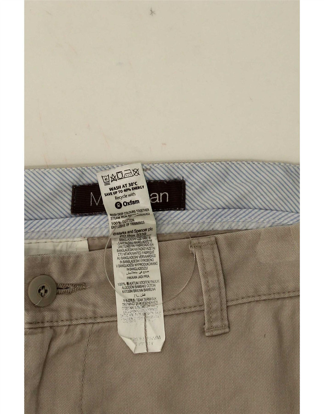 Męskie spodenki Chino Marks & Spencer W34, duże, beżowe, bawełniane