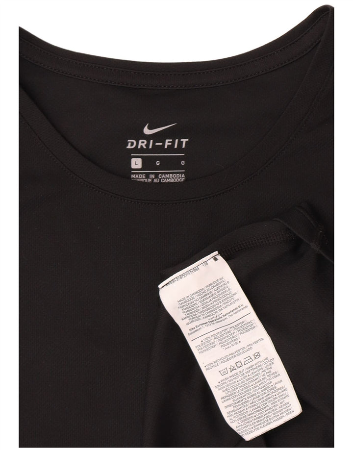 Damska koszulka z grafiką Nike Dri Fit Top UK 16, duży, czarny poliester