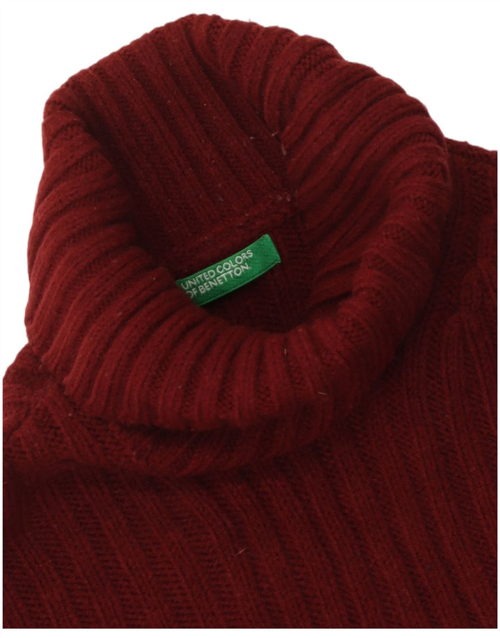 Męski sweter z golfem Benetton, mały, bordowy