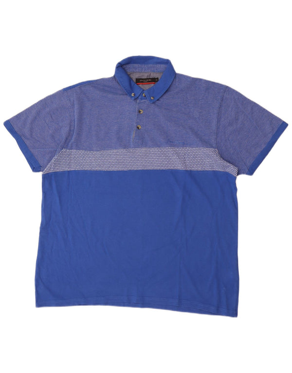 Męska koszulka polo Pierre Cardin XL, niebieska, bawełniana w bloki kolorów