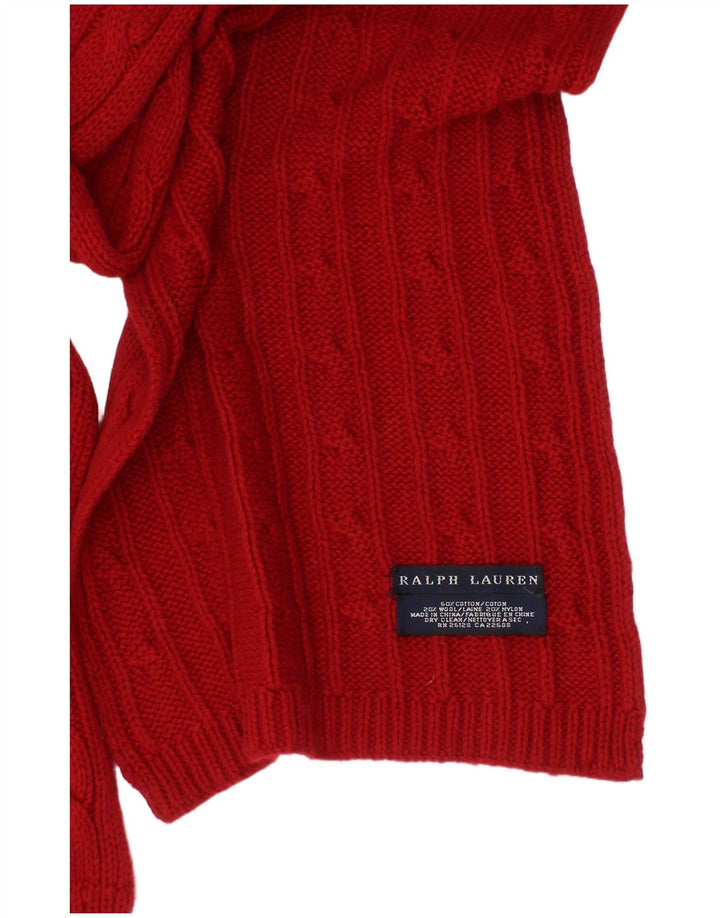 Ralph Lauren Damski szalik z dzianiny w kształcie prostokąta, jeden rozmiar, czerwony, bawełniany