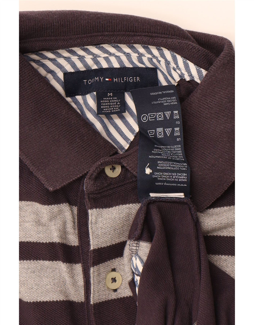Męska koszulka polo TOMMY HILFIGER Średnio-granatowa, bawełniana w paski