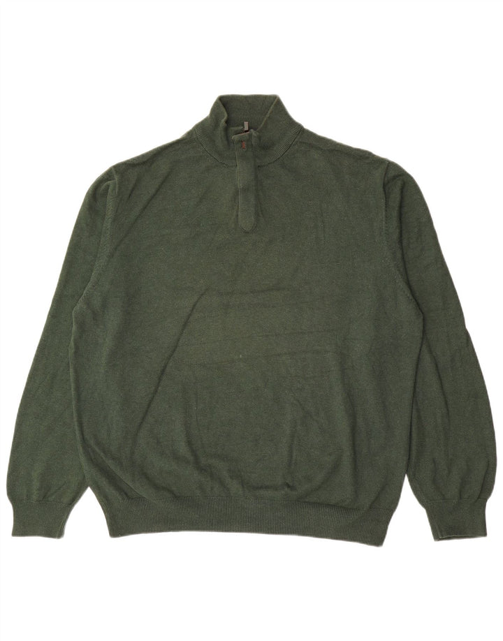 Męski sweter zapinany na zamek Massimo Dutti 2XL, zielony, bawełniany