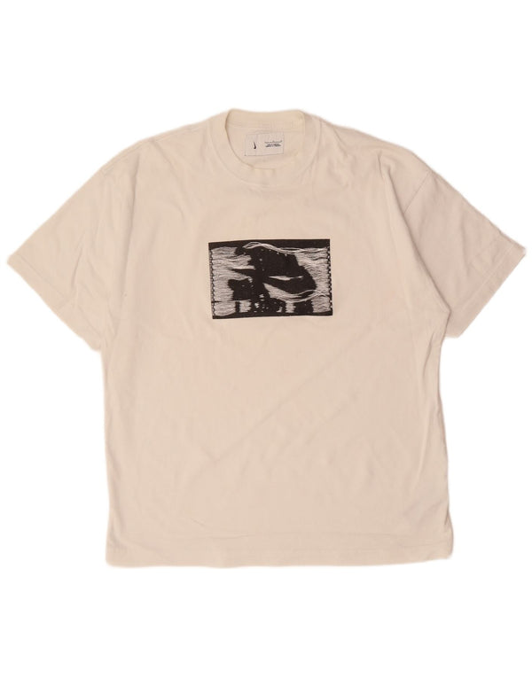 Męski T-shirt z grafiką NIKE, duży, biały, bawełniany