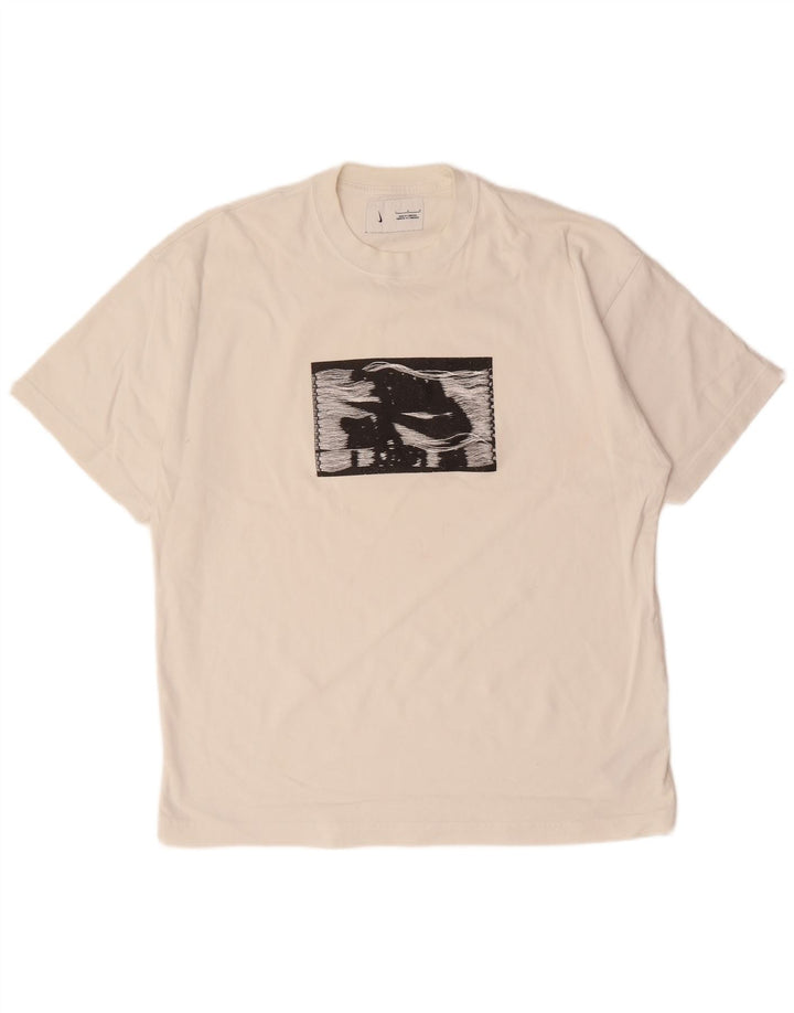 Męski T-shirt z grafiką NIKE, duży, biały, bawełniany