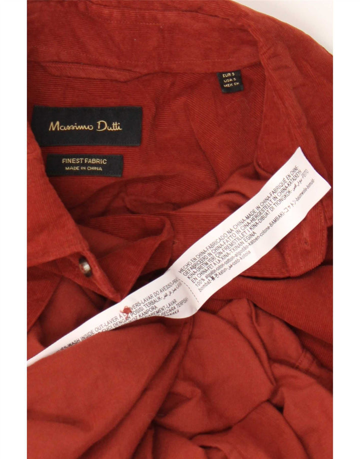 Męska koszula sztruksowa Massimo Dutti, mała, czerwona, bawełniana