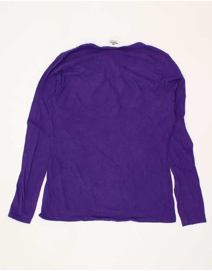 MAJESTIC Womens Graphic Top Long Sleeve UK 12 Medium Purple Vintage Majestic and Second-Hand Majestic from Messina Hembry 