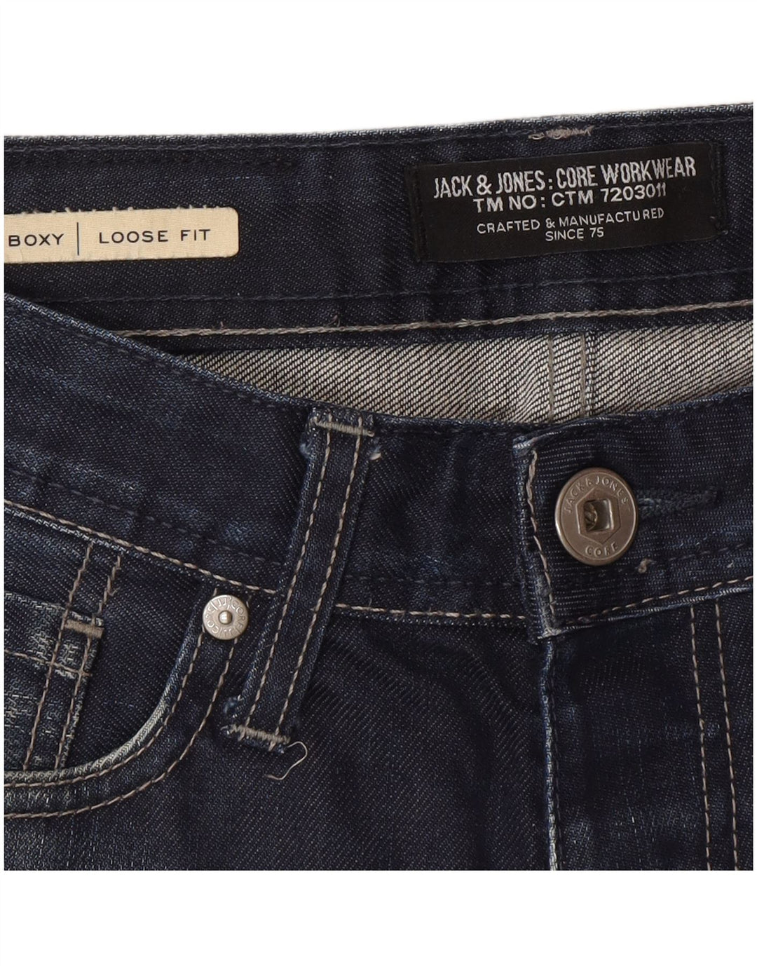 Męskie, pudełkowe, luźne dżinsy Jack & Jones W28 L30 Niebieskie
