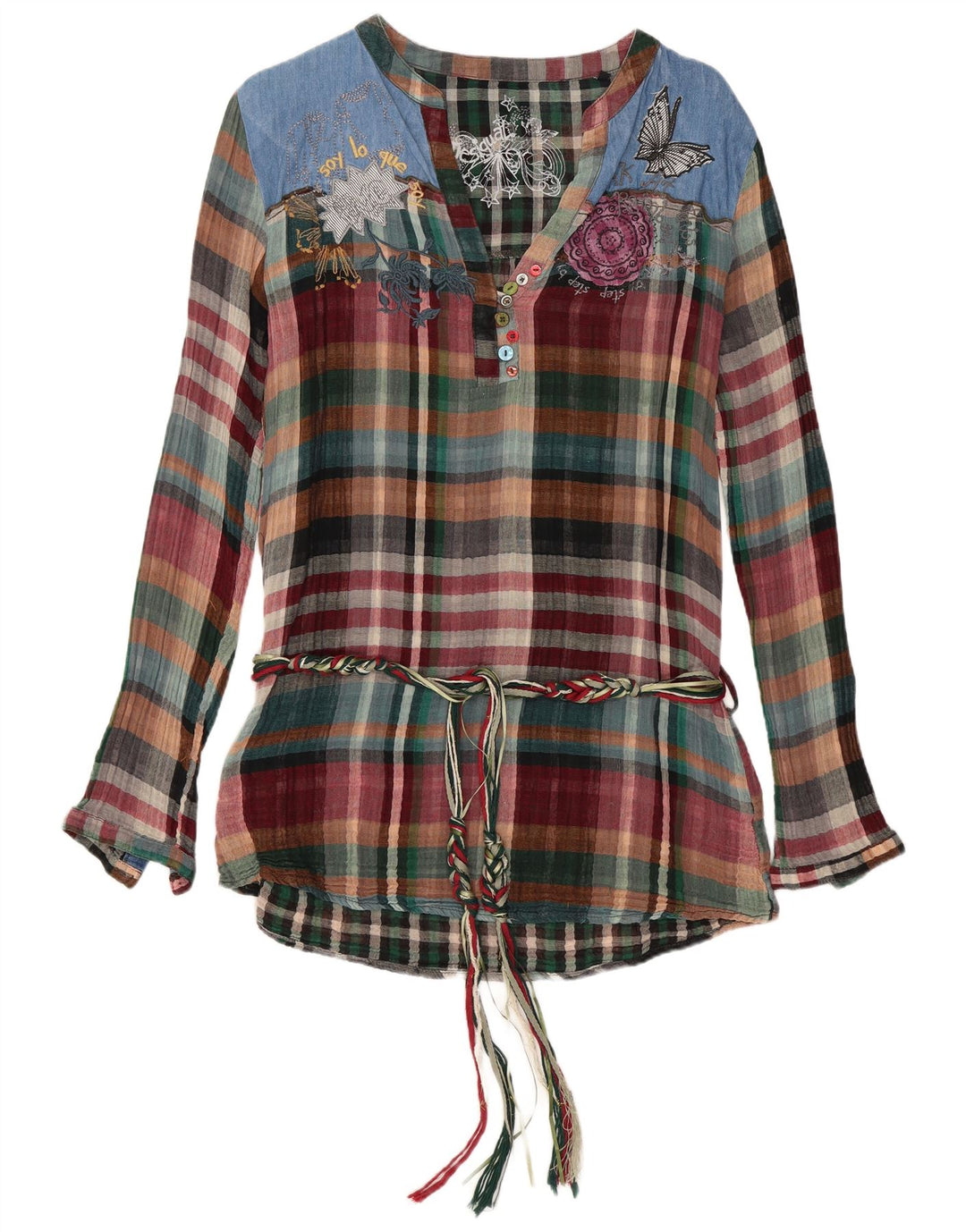 Damska bluzka z grafiką DESIGUAL Top UK 16 w dużą wielobarwną kratkę