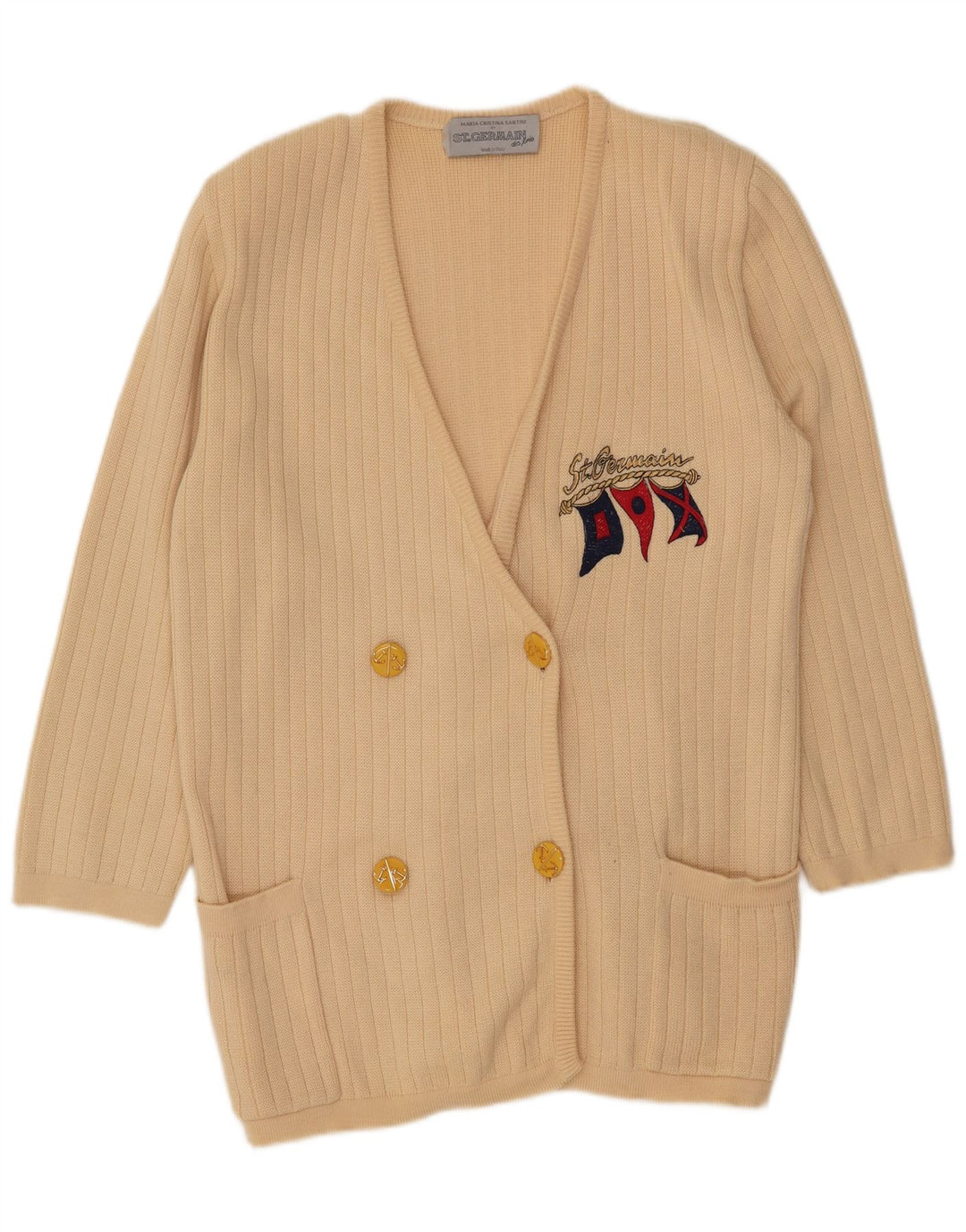 Damski sweter St. Germain Graphic Longline Cardigan IT 48 XL Beżowa wełna