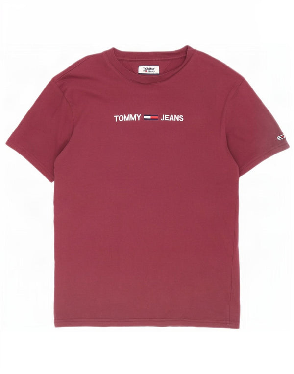 Męska koszulka z grafiką Tommy Hilfiger, średnia, bordowa bawełna