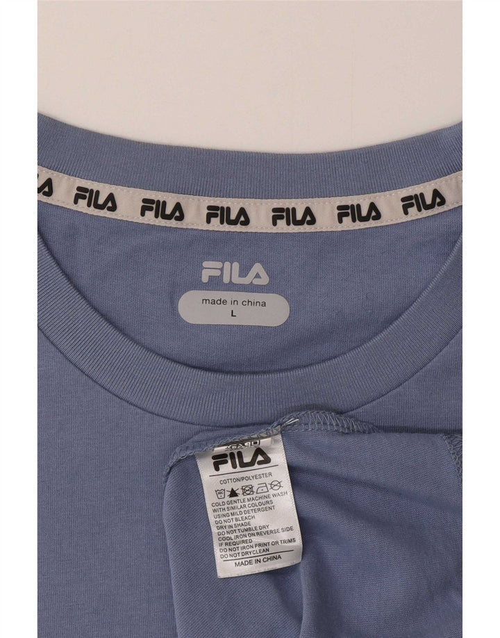Męski T-shirt z grafiką Fila, duży, niebieski, bawełniany