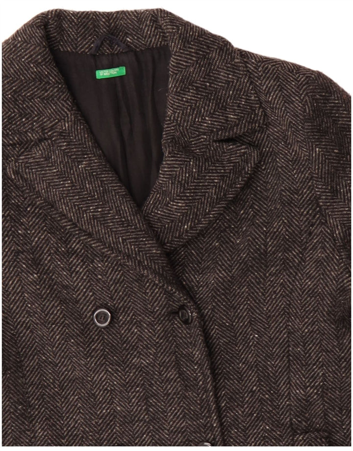 Płaszcz damski Benetton Pea UK 14, średnioszary, w jodełkę