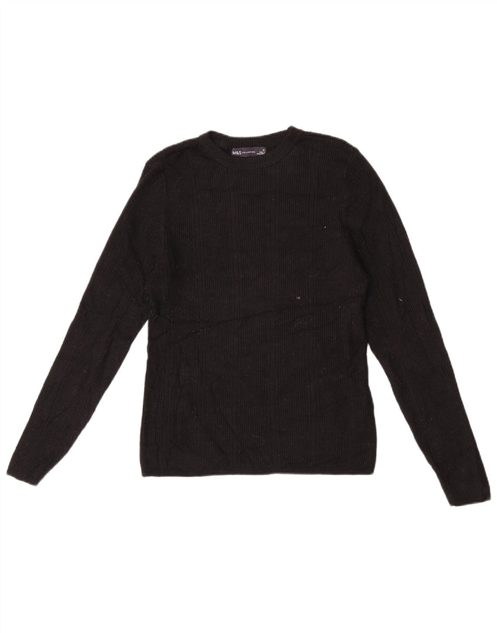 Marks & Spencer Damski sweter z dekoltem w łódkę UK 12 Średni czarny wiskoza