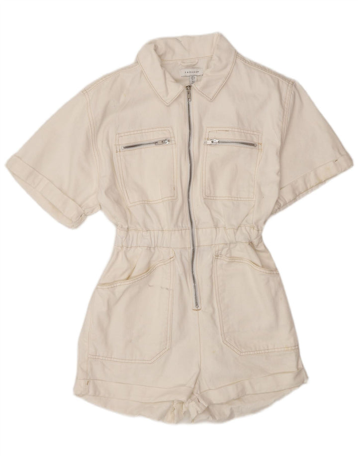 Damski kombinezon jeansowy Topshop UK 8, mały, biały, bawełniany