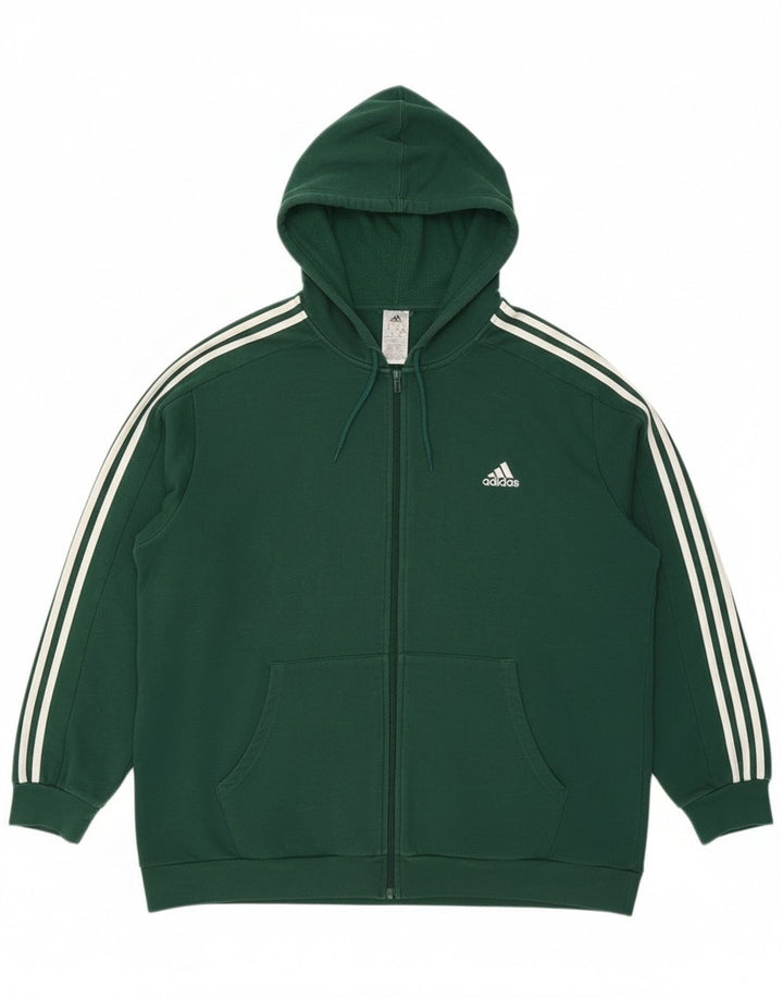 Adidas Męski sweter z kapturem i zamkiem błyskawicznym 2XL, zielony, bawełniany