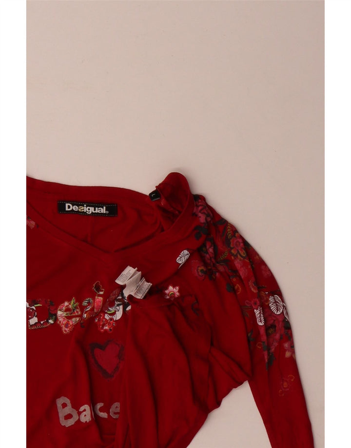 Damski top DESIGUAL Barcelona Graphic z długim rękawem, UK 16, duże czerwone serce