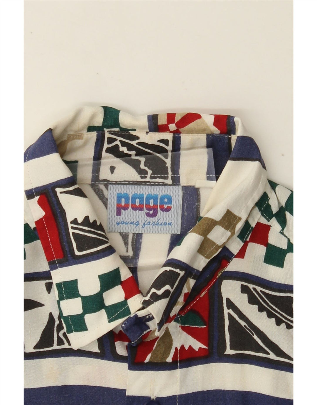 Męska koszula z krótkim rękawem VINTAGE, mała, biała, geometryczna